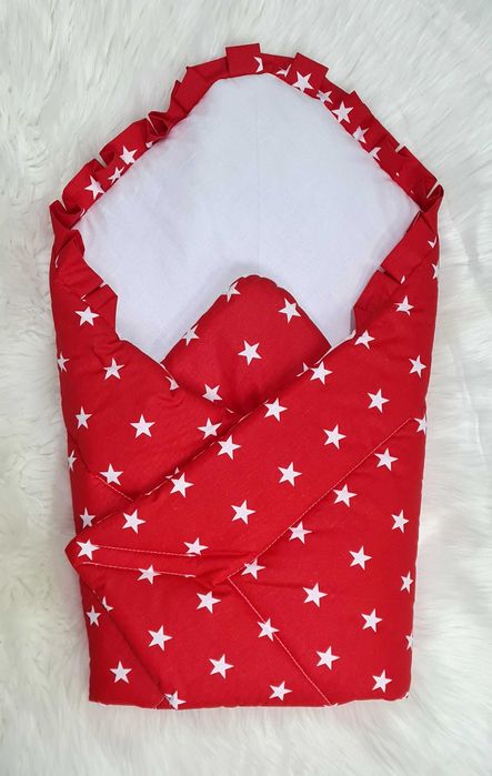 Rożek becik otulacz czerwony gwiazdki bez usztywnienia