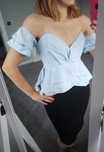 Bluzka baskinka hiszpanka crop top bufki