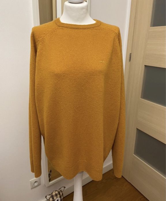 Sweter wełniany 100% wełna oversize musztardowy L XL XXL