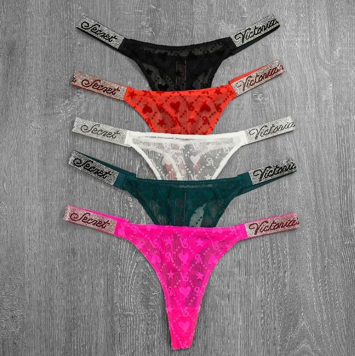 Жіночі трусики Victoria's Secret прописні зі стразами стрінги бразиліа