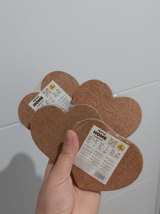 16-pack podkładki korkowe serca Pepco NOWE Folia