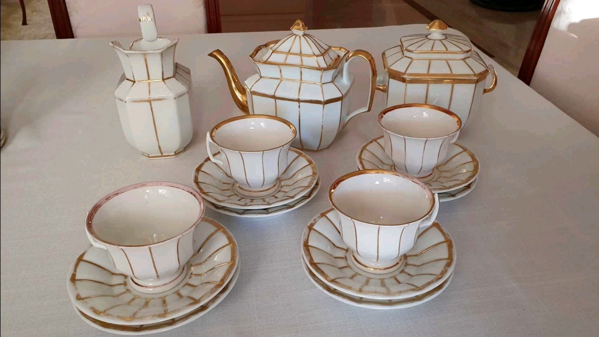 Porcelana biedermeier zestaw porcelanowy kawowo herbaciany