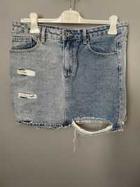 Spodnica spodniczka jeansowa dziury przetarcia