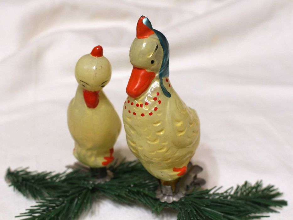 Ёлочные игрушки СССР Утка и Утёнок на прищепках лот