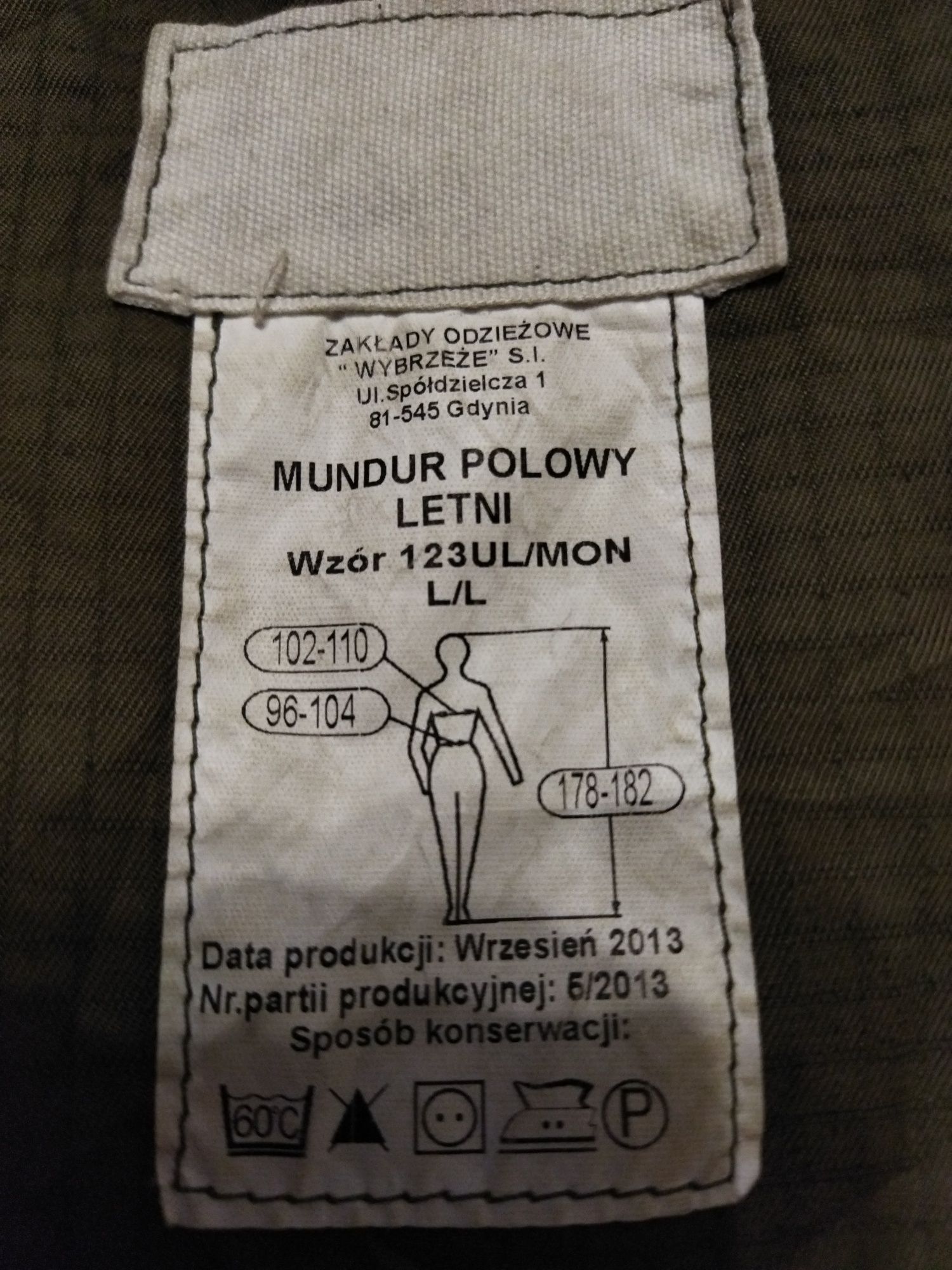 Wojskowe spodnie letnie , wzór 123 L/L