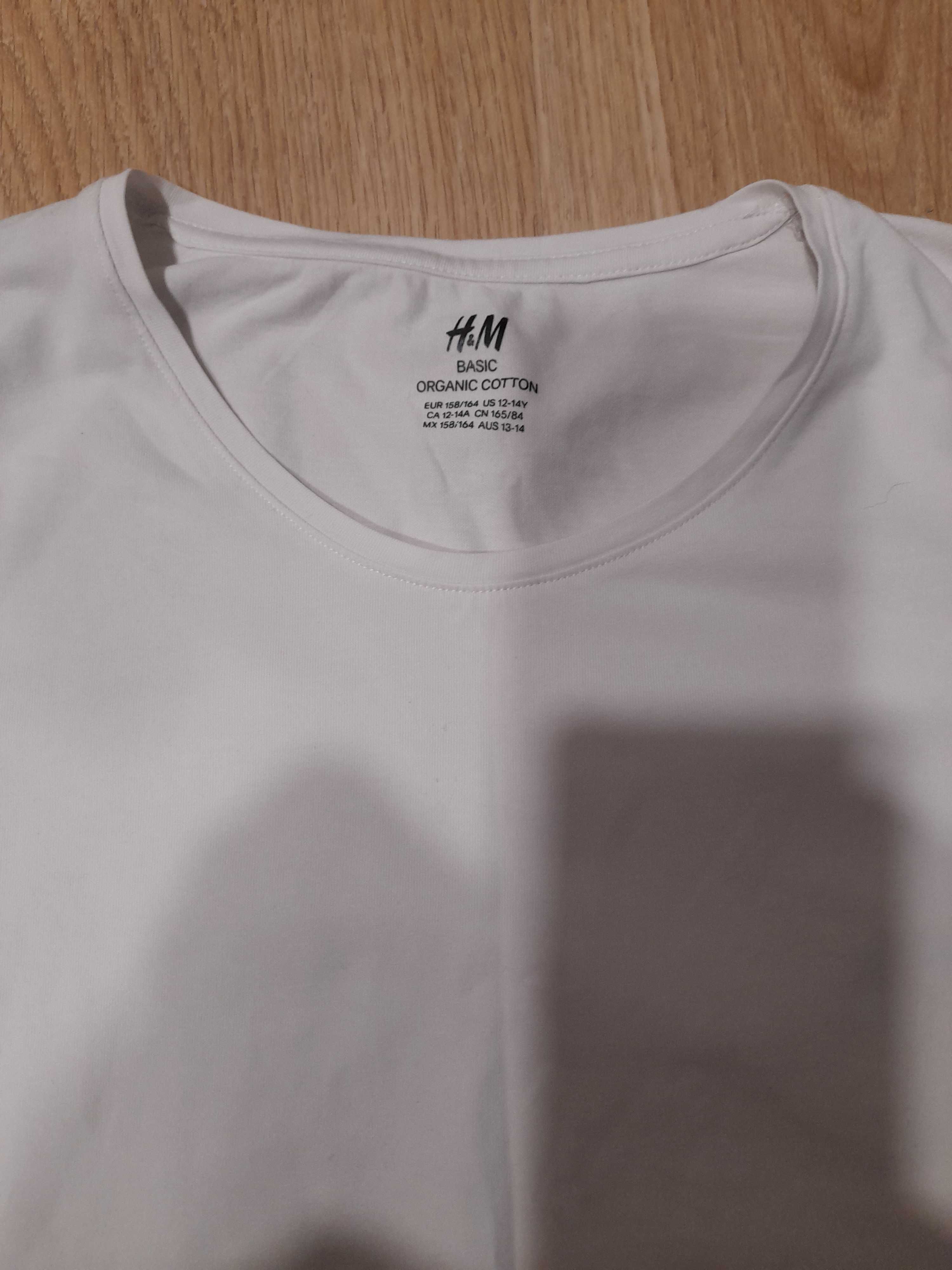 T-shirt dziewczęcy bialy H&M rozm. 158/164 cm