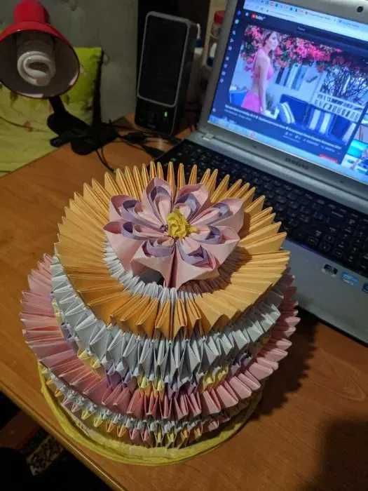 Торт из оригами на подарок
