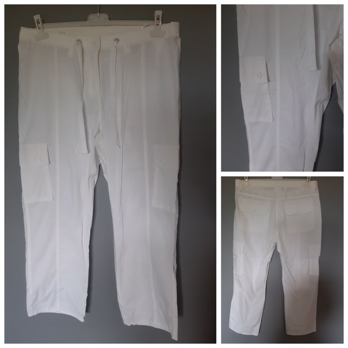 Białe letnie bawełniane spodnie plussize 44 xxl