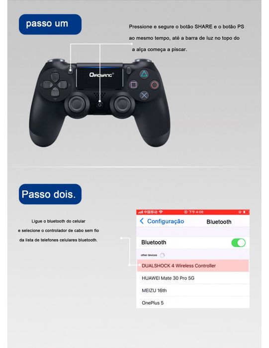Comando Sem Fios PS4 QA-T603