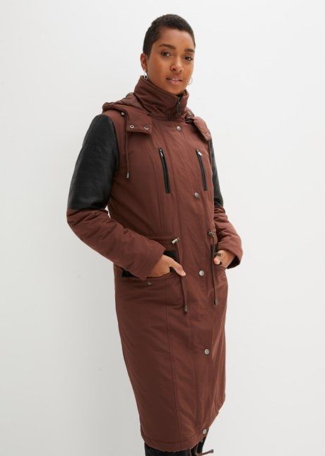 B.P.C parka czekoladowa ze wstawkami z eko skóry 42.