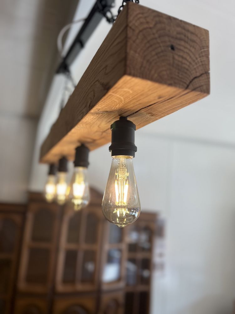 Lampa dębowa loftowa z dębowej belki