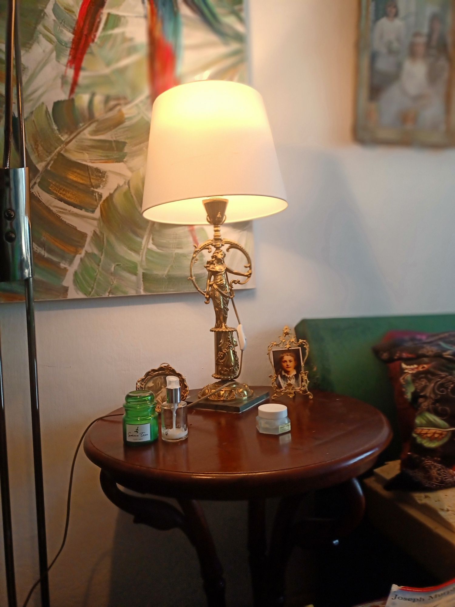 Lampa mosiężna z marmurowym spodem
