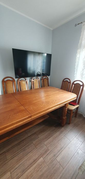 Stół rozkładany drewniany + 10krzeseł