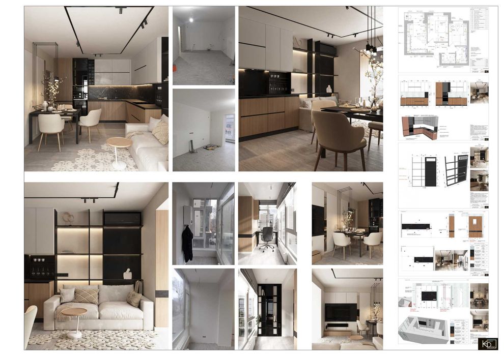 Візуалізація інтер'єру. Дизайн проєкт. Техні креслення по ремонтам.