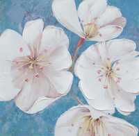 obraz do salonu białe kwiaty ręcznie malowany