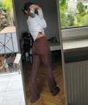Dzwony brązowe spodnie typu pilates pants Brown S
