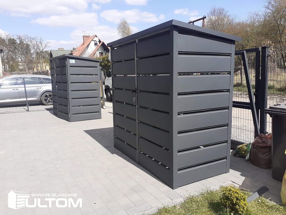 Wiata śmietnikowa blaszana, schowek