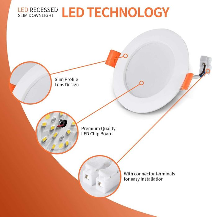 Lampy LED Sufitowe Zestaw 3x 6W 3000K Ciepła Biel φ75mm