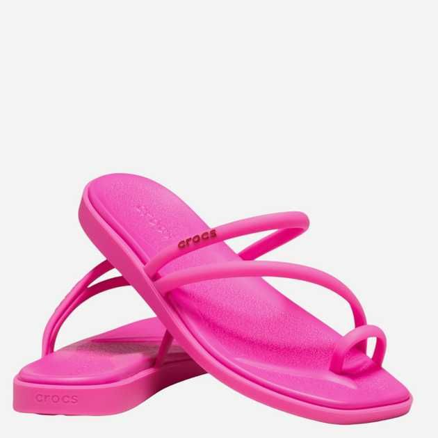 Crocs Miami Toe Loop шлепанцы женские крокс розовые через палец.