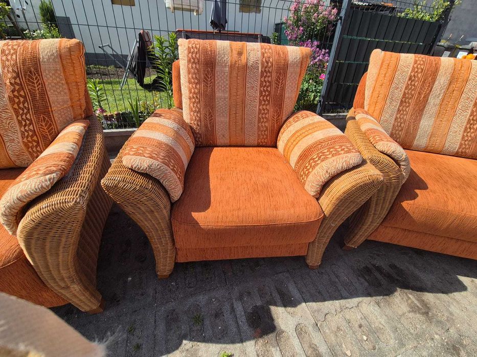 sofa rattanowa 3 2 1 rattan z rattanu naturalny ratan meble na taras
