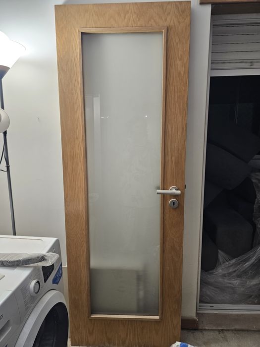 Porta cozinha em carvalho com vidro