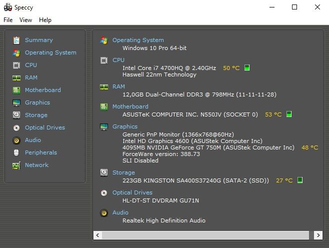 Portátil Asus n 550jv