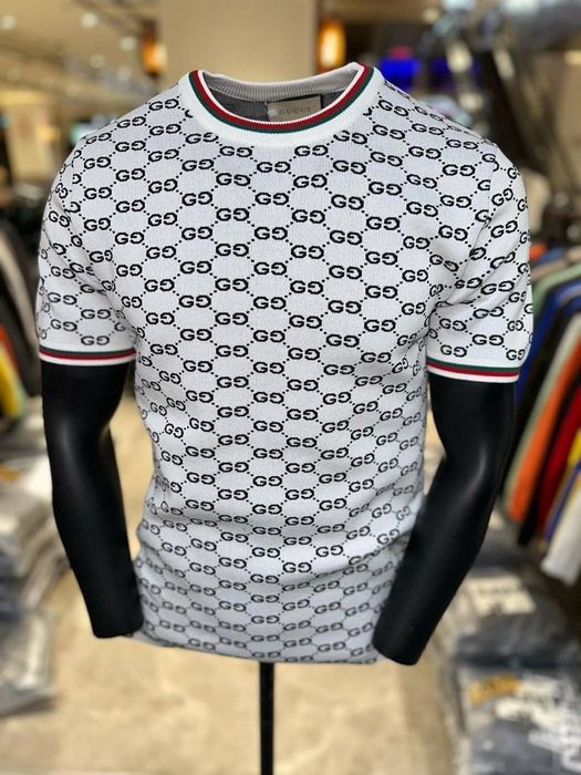 Nowy męski sweterek z krótkim rękawem gucci s