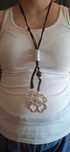 Colar Couro com Pingente Trevo 4 folhas metal
