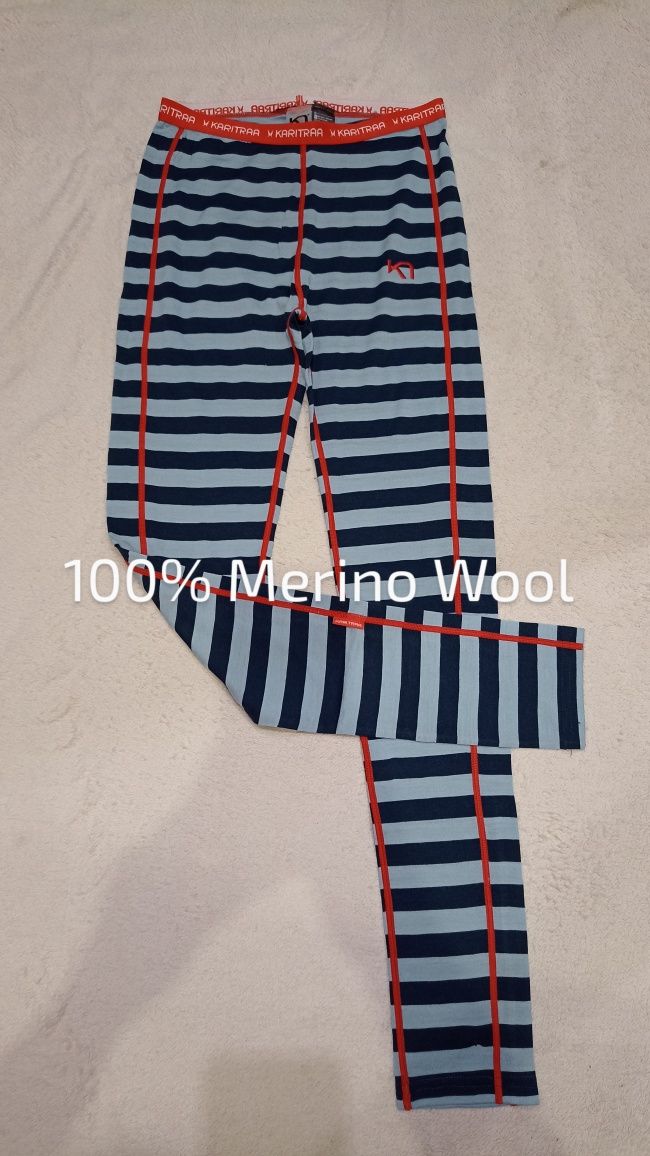 Śliczne getry legginsy termiczne wełniane, Wełna Wool Kari Traa S 36