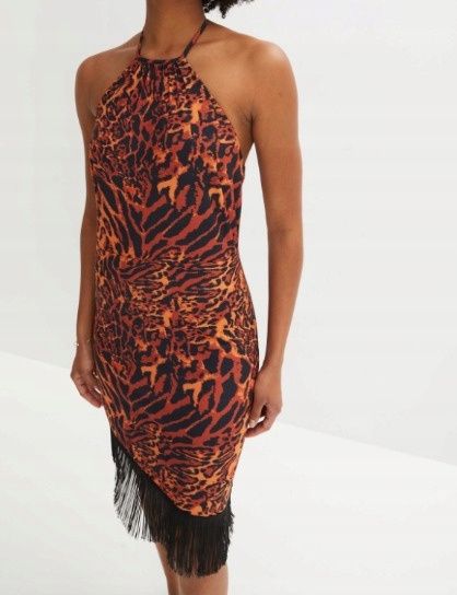 B.P.C sukienka z frędzlami w cętki ^40/42