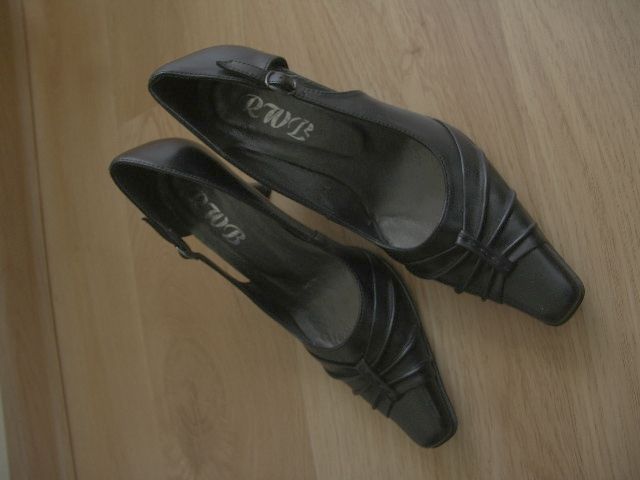 Damskie buty czarne szpilki z paskiem RWB obcas 37 skóra
