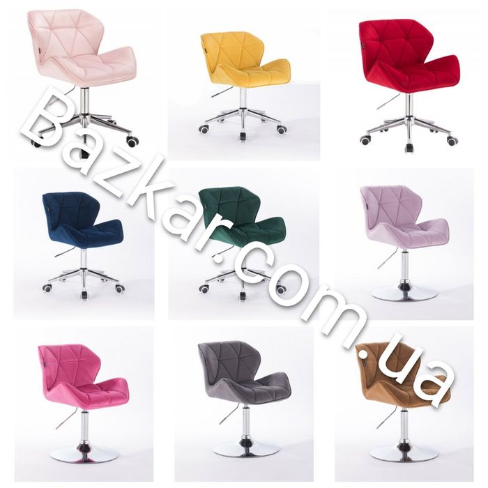 Парикмахерское кресло НС111 велюр, 3 типа опоры, 2 цвета опоры