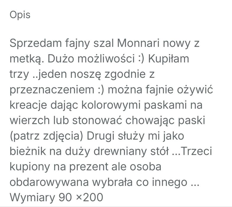 Szal chusta Monnari nowy z metka