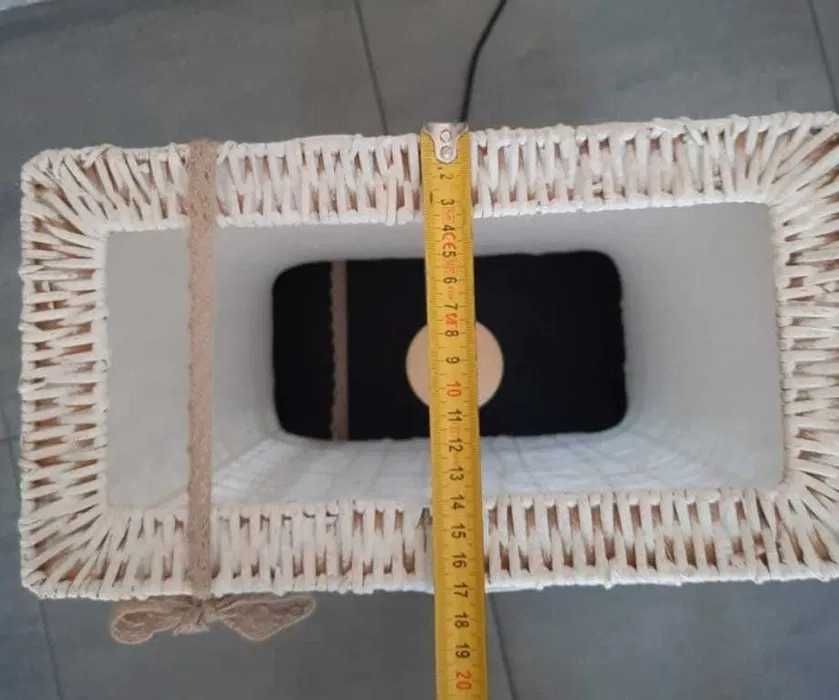 Lampa wiklinowa kremowa podłogowa handmade