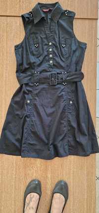 Czarna sukienka szmizjerka ze srebrnymi napami 14 John Richmond