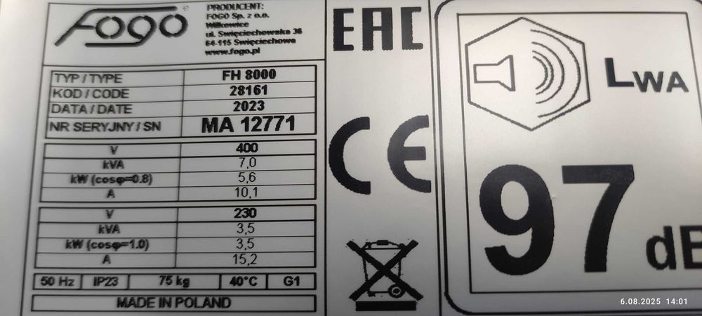 Agregat FH8000 Fogo