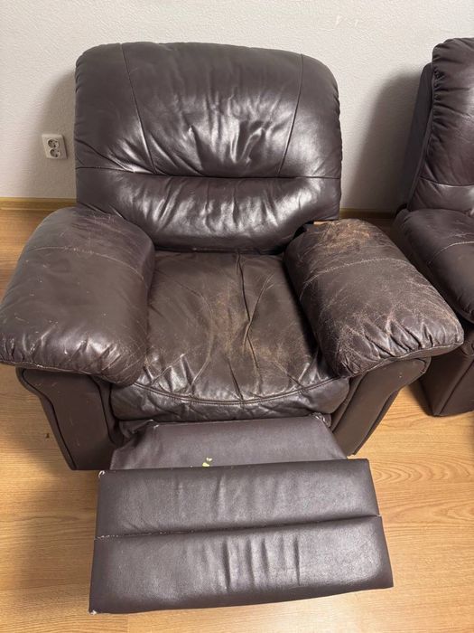 Шкіряний диван та крісло (реклайнер) Продаж/Обмін
