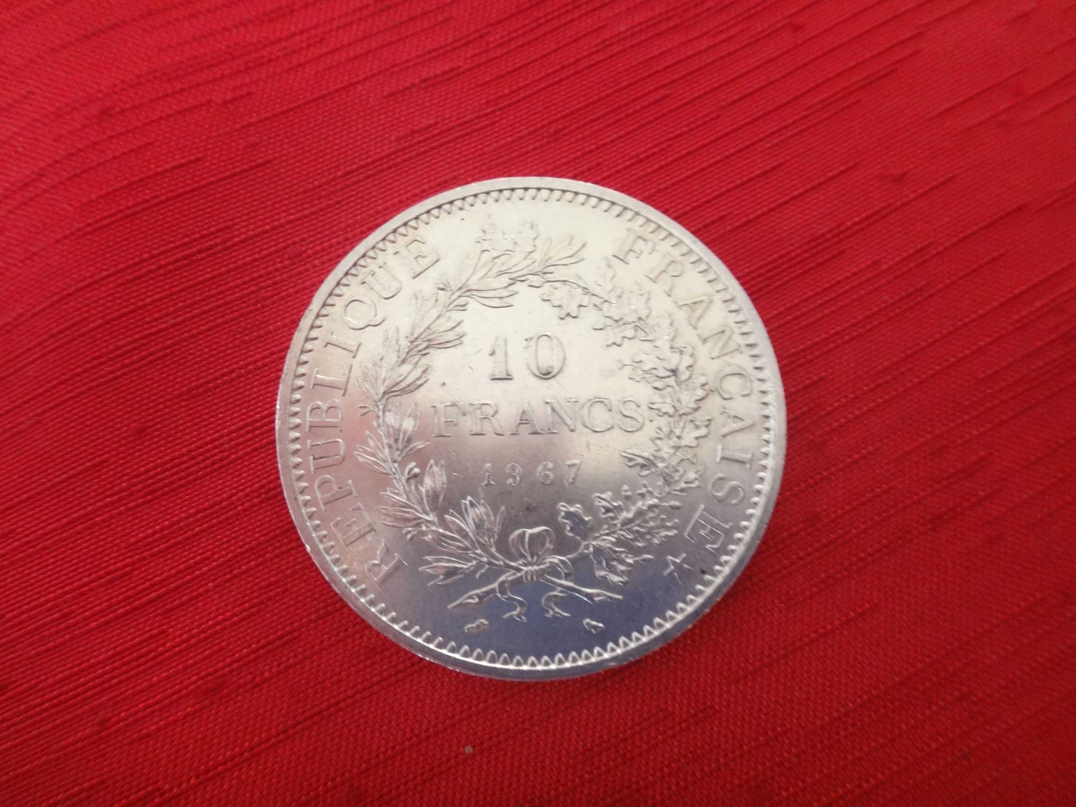 Srebrna moneta 10 franków Herkules 1967 - srebro