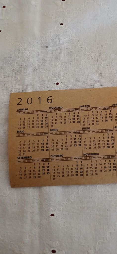 Calendário de cortiça de 2016