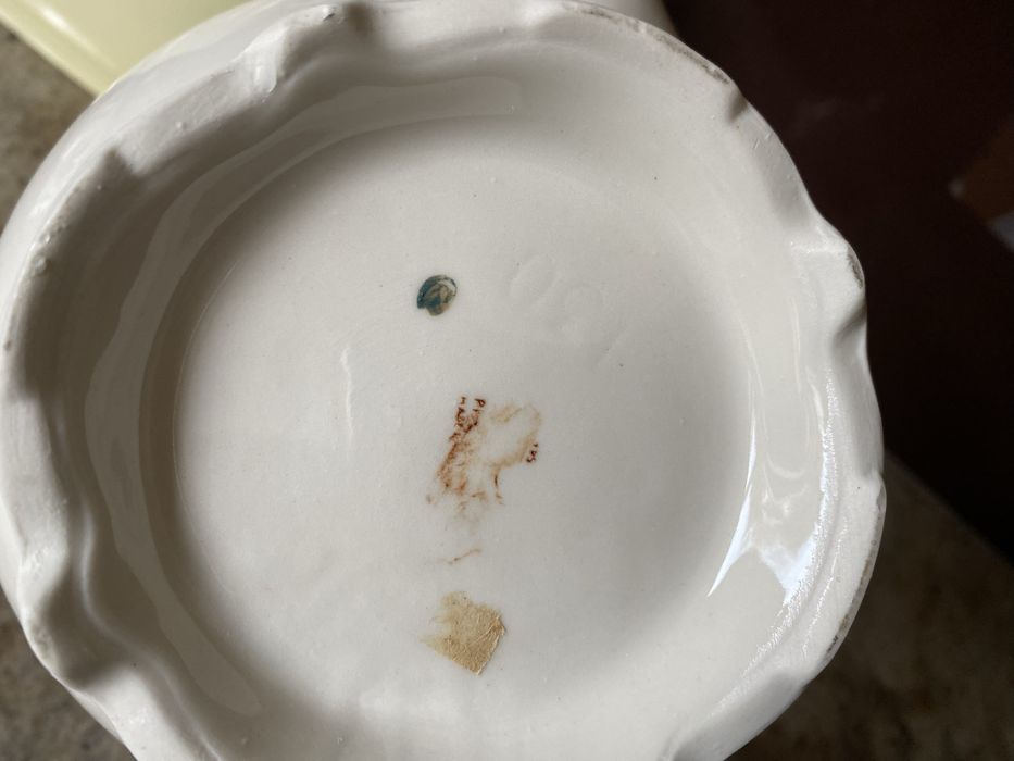 Imbryczek do herbaty, kremowa, stara porcelana