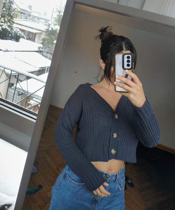 Szary kardigan szary sweter Grey swetaer pulli NEW