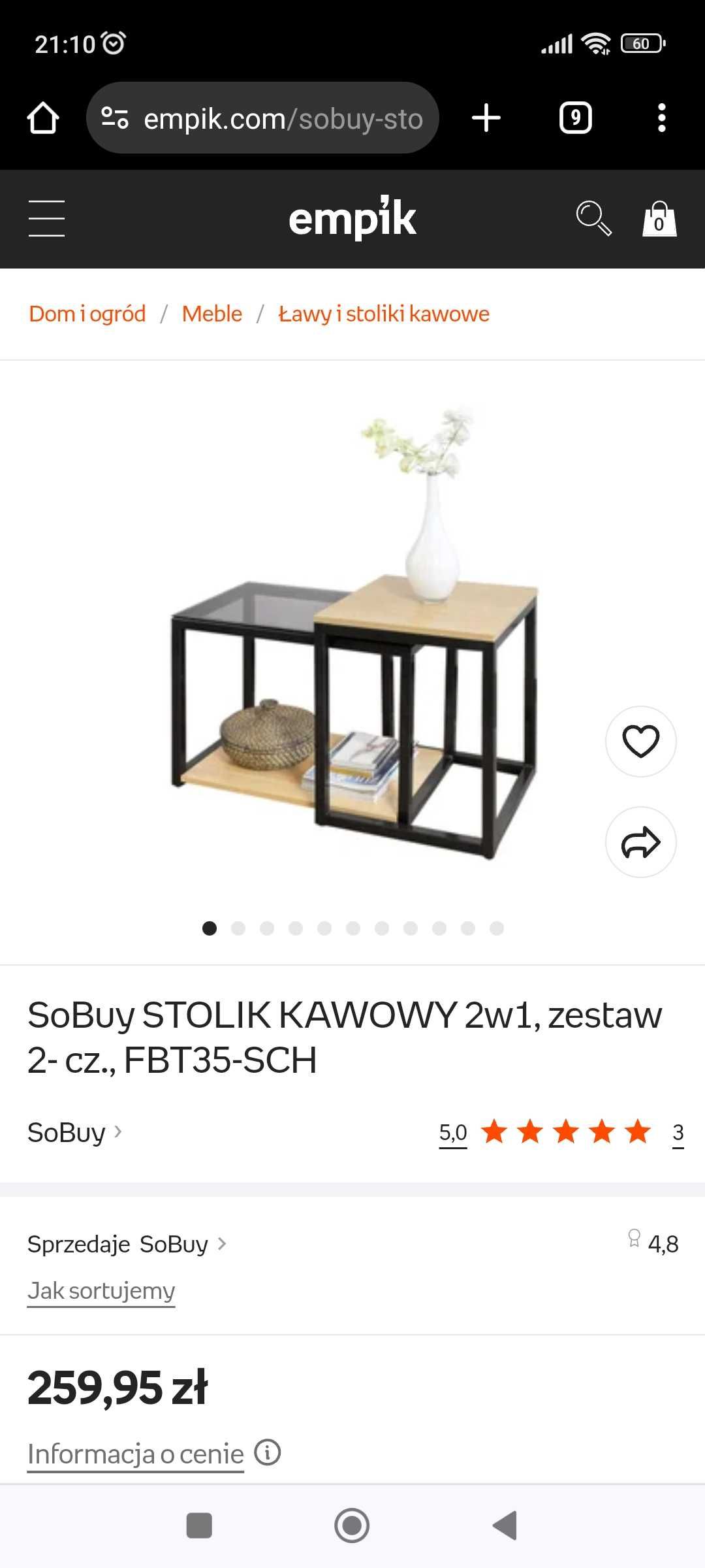 Sobuy Stolik kawowy 2 w 1