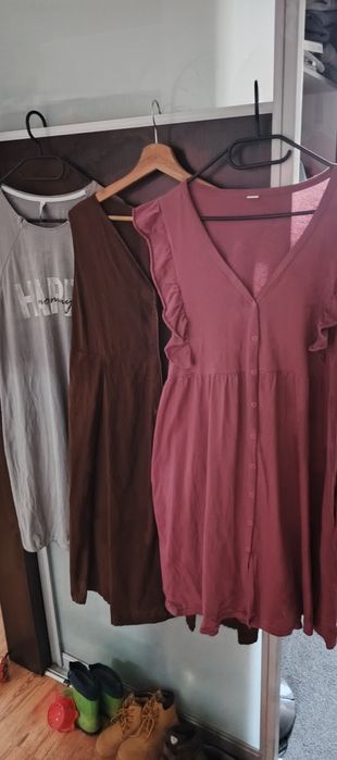 Trzy koszule ciążowe, porodowe do karmienia M/L