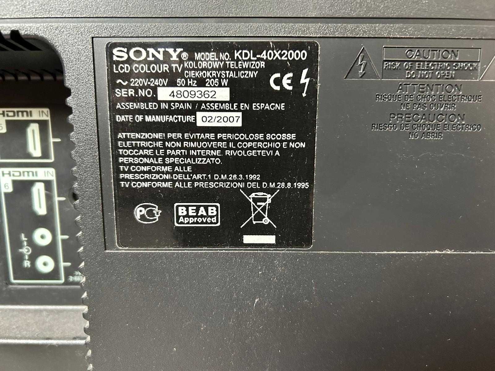 Telewizor Sony KDL-40x2000, 2007