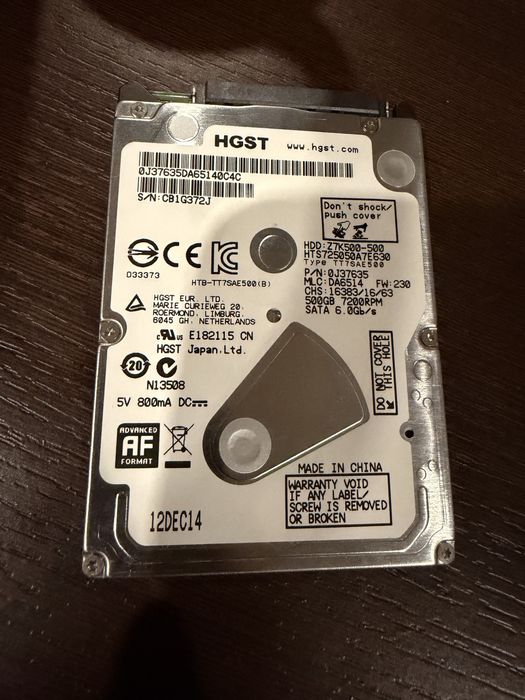 Disco Rígido HGST 500GB – 7200RPM – SATA 6.0Gb/s