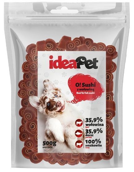Zdrowy przysmak bezzbożowy dla psa - IdeaPet Sushi z wołowiną 500g