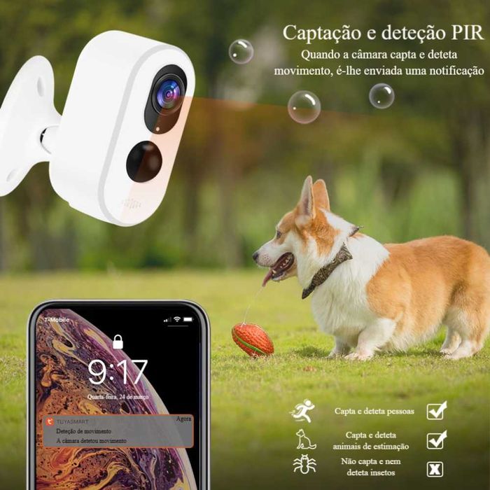 Câmara‼️WiFi‼️ Solar ‼️Tuya‼️FullHD‼️IP66‼️ Bateria Recarregável