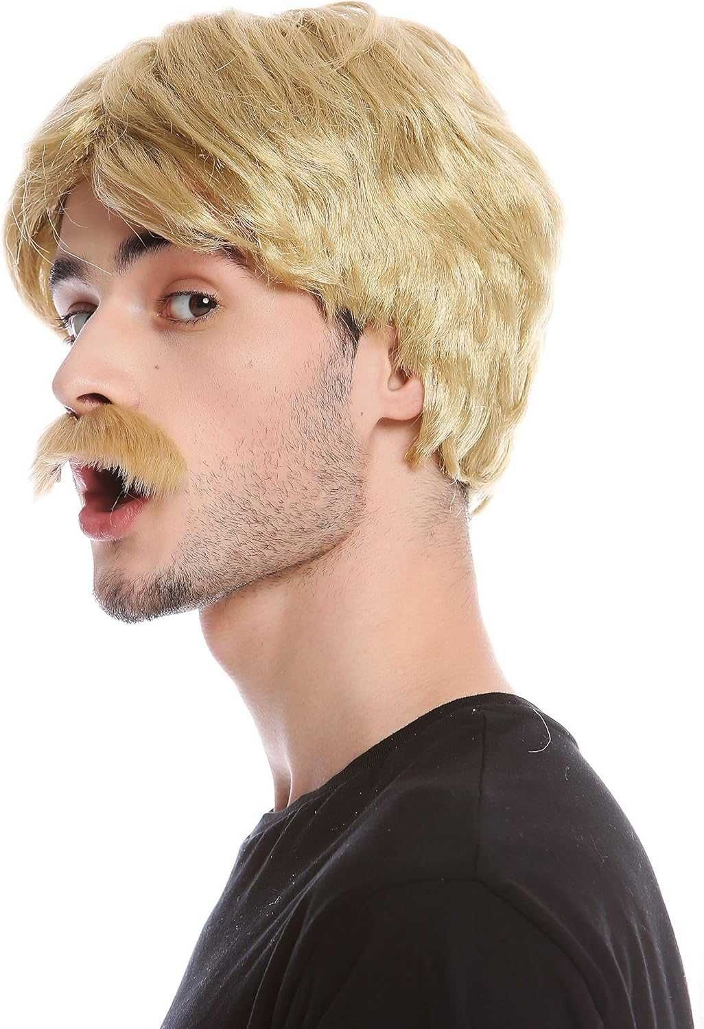 Peruka z wąsami-blond