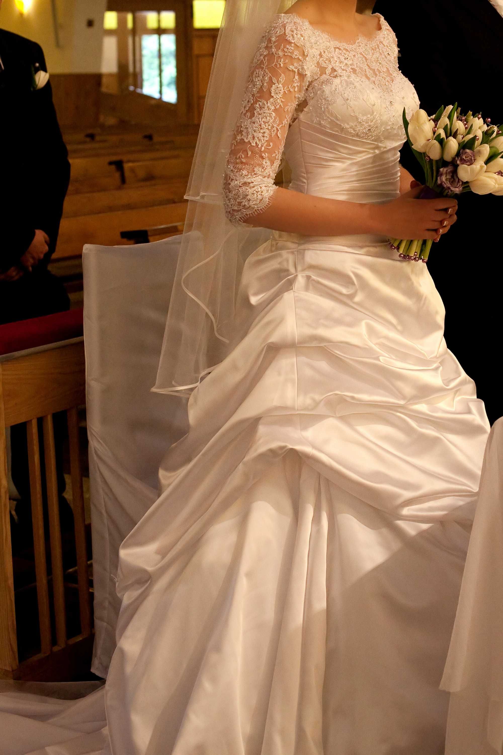 Suknia ślubna Lisa Ferrera Cosmobella 36 biała + welon