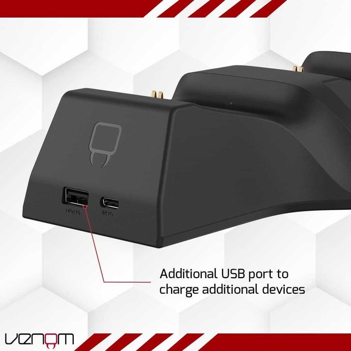 Venom Series X Podwójna Stacja Ładująca, Czarny, 2,6 x 21 x 13 cm